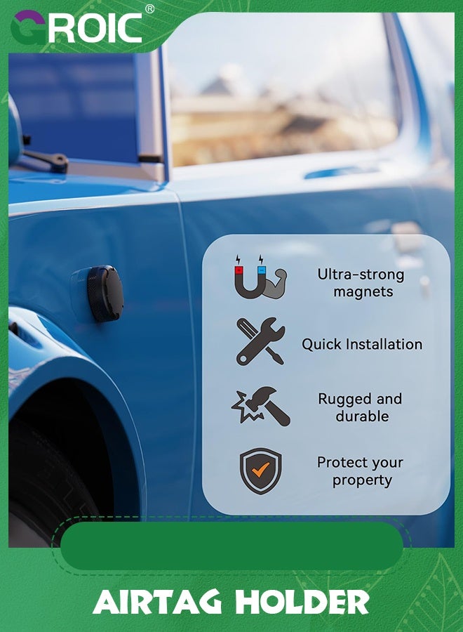 GROIC حامل AirTag المغناطيسي فائق الأمان، متوافق مع حافظة Apple AirTag المقاومة للماء 丨مغناطيس نيوديميوم قوي 丨قوي 丨سهل التركيب للسيارة والمقطورة الخدمية والدراجة والأسطح المعدنية وما إلى ذلك - Image 2