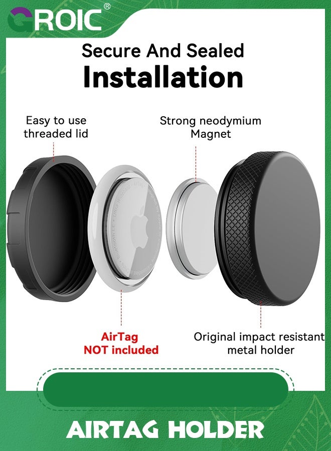 GROIC حامل AirTag المغناطيسي فائق الأمان، متوافق مع حافظة Apple AirTag المقاومة للماء 丨مغناطيس نيوديميوم قوي 丨قوي 丨سهل التركيب للسيارة والمقطورة الخدمية والدراجة والأسطح المعدنية وما إلى ذلك - Image 4