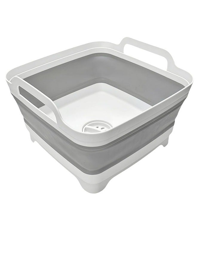 2.4 Gal(9L) Collapsible Dish Basin with Drain Plug, Collapsible Kitchen Sink, Camping Sink Foldable,Camping, Vegetable, Fruit, Dish Rack Washing Tub(Gray) - Image 1
