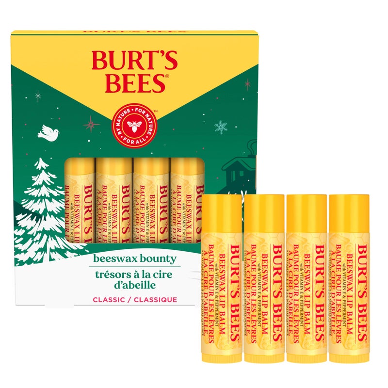 Burt's Bees Burtâ€™s Bees Christmas Gifts, 4 Lip Balm Stocking Stuffers Products, Beeswax Bounty Classic Set - Original Beeswax Moisturizing Lip Balm (4-Pack) - Image 1