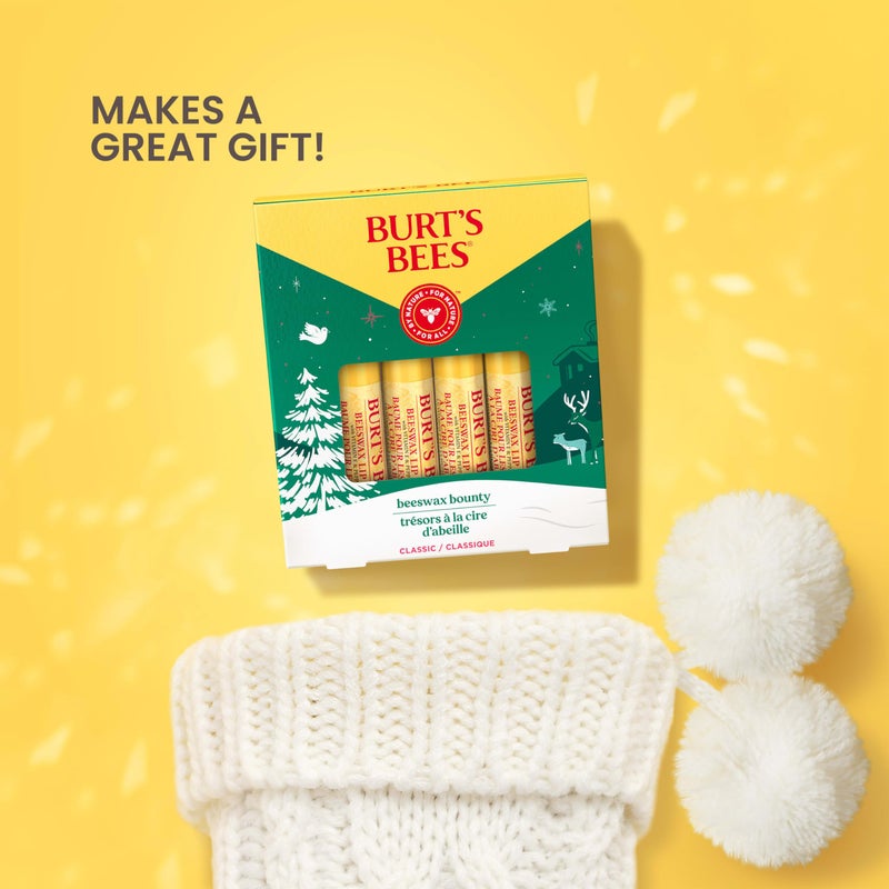 Burt's Bees Burtâ€™s Bees Christmas Gifts, 4 Lip Balm Stocking Stuffers Products, Beeswax Bounty Classic Set - Original Beeswax Moisturizing Lip Balm (4-Pack) - Image 4