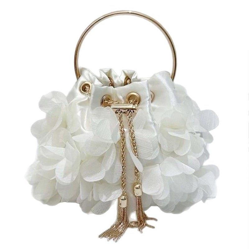 CUXVA Women's Flower Evening Bag Floral Clutch Purse Elegant Crossbody Bucket Handbags with Chain for Wedding Party Prom - Image 1