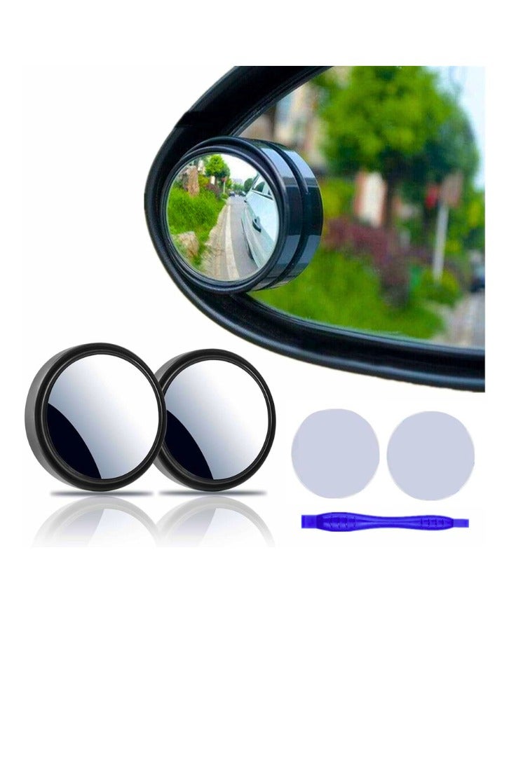Chase Up 2 pcs Blind Spot Mirrors, 2" Round HD Glass Convex 360° Wide Angle Side Rear View Mirror with ABS Housing for Cars SUV and Trucks, Black, Pack of 2 - Image 1