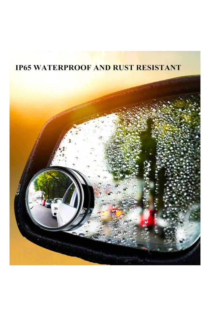 Chase Up 2 pcs Blind Spot Mirrors, 2" Round HD Glass Convex 360° Wide Angle Side Rear View Mirror with ABS Housing for Cars SUV and Trucks, Black, Pack of 2 - Image 3