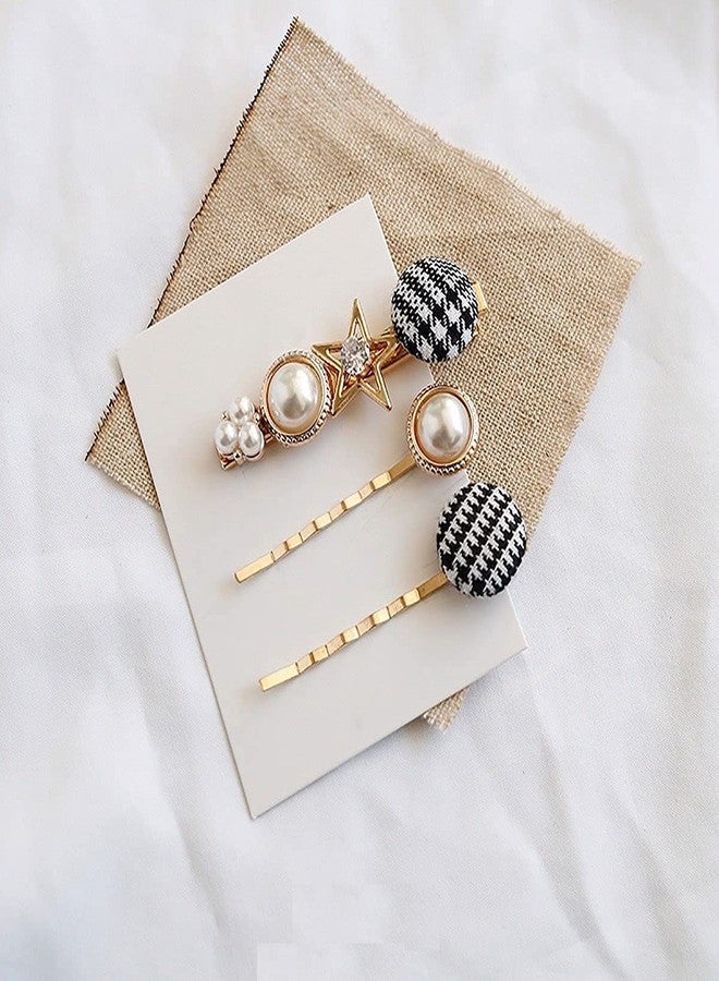 BOTIST 3Pcs Button Hairpin/Styling Hair Pin/Metal Hair Pins/Elegant Pearl Hair Pins For Women & Girls - Image 1