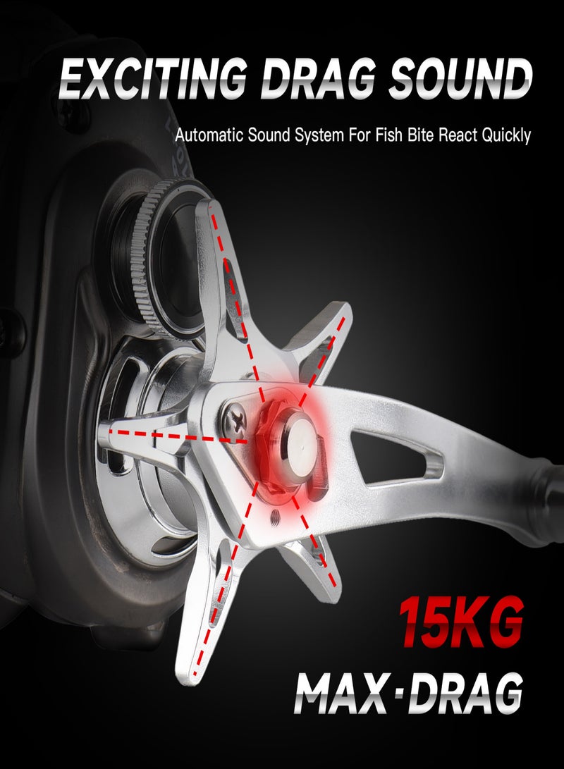 EXBERT 10+1BB Baitcaster Reels 7.2:1 Gear Ratio Magnetic Brake Baitcasting Reels 15kg Max Drag Fishing Reel - Image 4