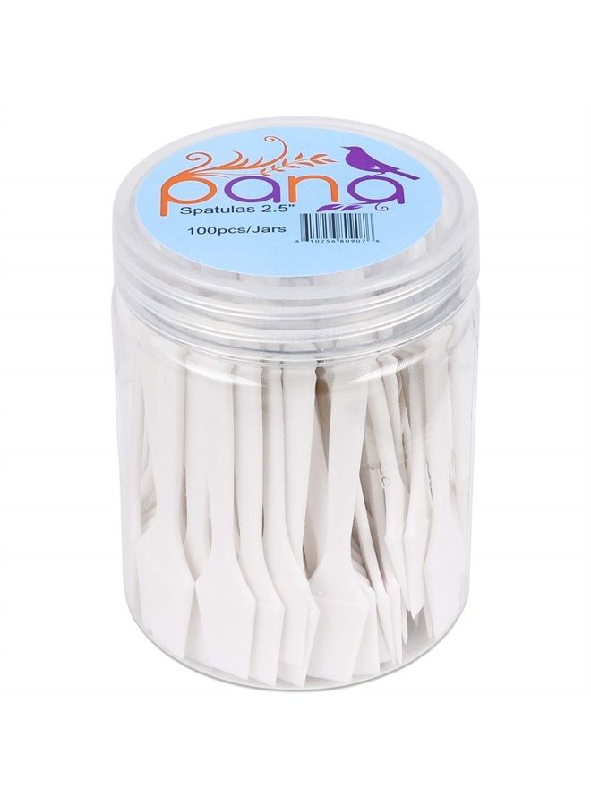 Pana 100pcs Pana Brand Cosmetic Make Up Disposable Plastic 2.5" Spatulas Skin Care Facial Cream Mask Spatula (100 Pieces in a Container) (WHITE) - Image 4