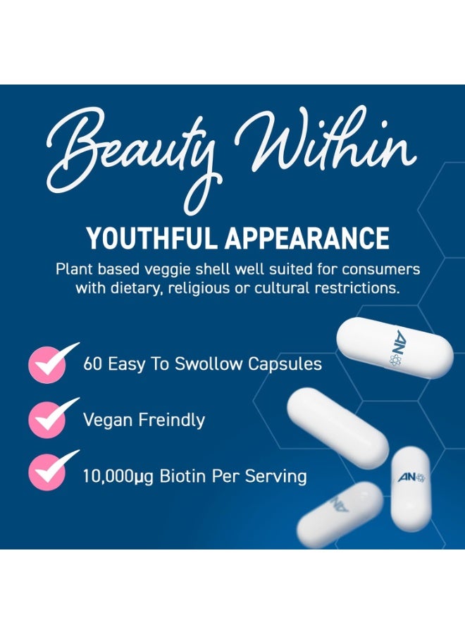 Applied Nutrition Applied Nutrition Hair, Skin & Nails – 60 Capsules – With Marine Collagen, Biotin, Zinc – For Glowing Skin, Strong Hair & Nails – Halal, Vegan Friendly - Image 4