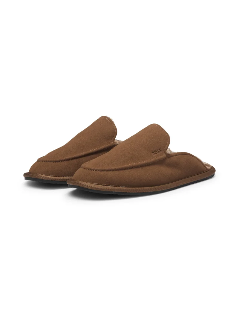 BOSS Microfibre slippers with rubber sole