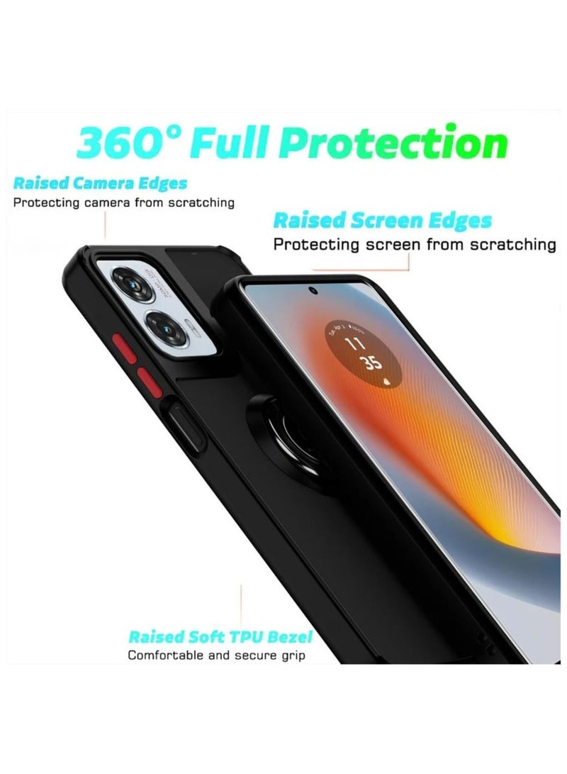 general Compatible with Motorola Edge 50 Fusion Case with Ring Holder, PC +TPU Shockproof Bumper Case Matte Translucent Protective Cover for Moto Edge 50 Fusion - Image 3