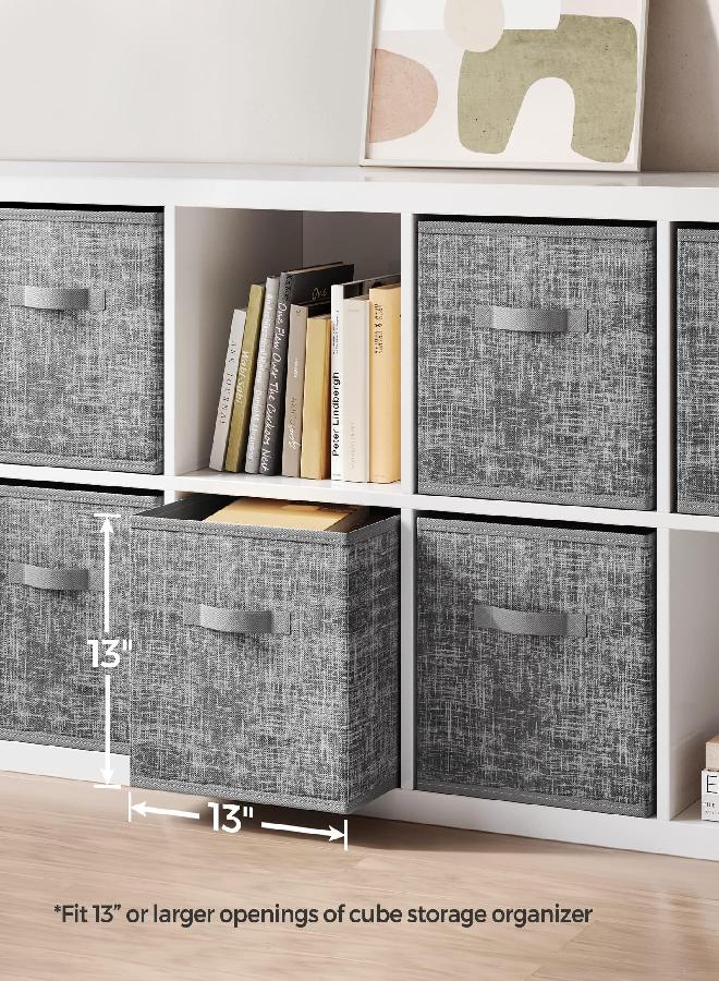 SONGMICS SONGMICS Storage Cubes, 13-Inch Non-Woven Fabric Bins with Double Handles, Set of 6, Closet Organizers for Shelves, Foldable, for Clothes, Gray UROB033G01  - Image 1