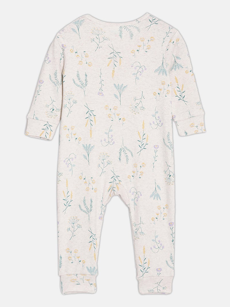 Broon Infant Girls Purple and Off White Printed Organic Cotton Sleepsuit Pack of 2 - Image 5