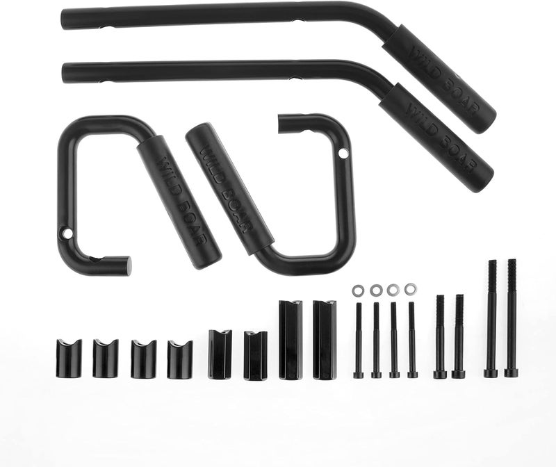 caqeg Front & Rear Grab Handle Kit Aluminum Alloy Grab Bar Safety Handles Compatible with 2007-2018 Jeep Wrangler JK JKU Rubicon Sport Sahara - Image 1