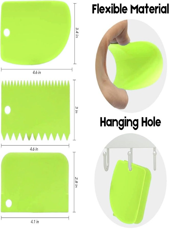 Cake Scraper Cake Decorating Comb - Cake Scraper Smoother, Flexible Plastic Dough Scraper For Bread Making, Reusable Pastry Pizza Dough Cutter Baking Edge Stripe Decorating Tool - Image 3