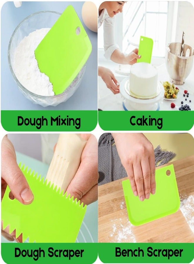 Cake Scraper Cake Decorating Comb - Cake Scraper Smoother, Flexible Plastic Dough Scraper For Bread Making, Reusable Pastry Pizza Dough Cutter Baking Edge Stripe Decorating Tool - Image 5