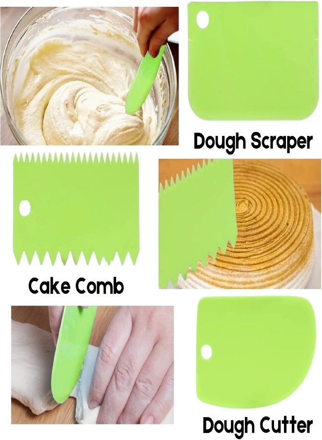 Cake Scraper Cake Decorating Comb - Cake Scraper Smoother, Flexible Plastic Dough Scraper For Bread Making, Reusable Pastry Pizza Dough Cutter Baking Edge Stripe Decorating Tool - Image 4