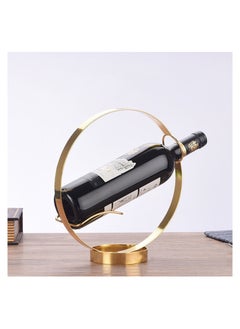 Excefore Metal Single Water Bottle Holder Freestanding Countertop Bottle Rack Storage Stand, Decorative Water Bottle Display Holder Table Top Bottle Rack for Wedding Party Home Kitchen Bar Decor (Golden)  - Image 2