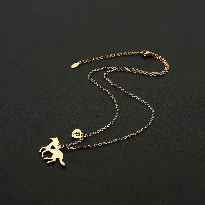 MONOOC Store Horse Gifts for Girls Necklace - Stainless Steel Dainty Horse Pendant Heart 26 Initial A-Z Necklaces for Women Girl - Image 5