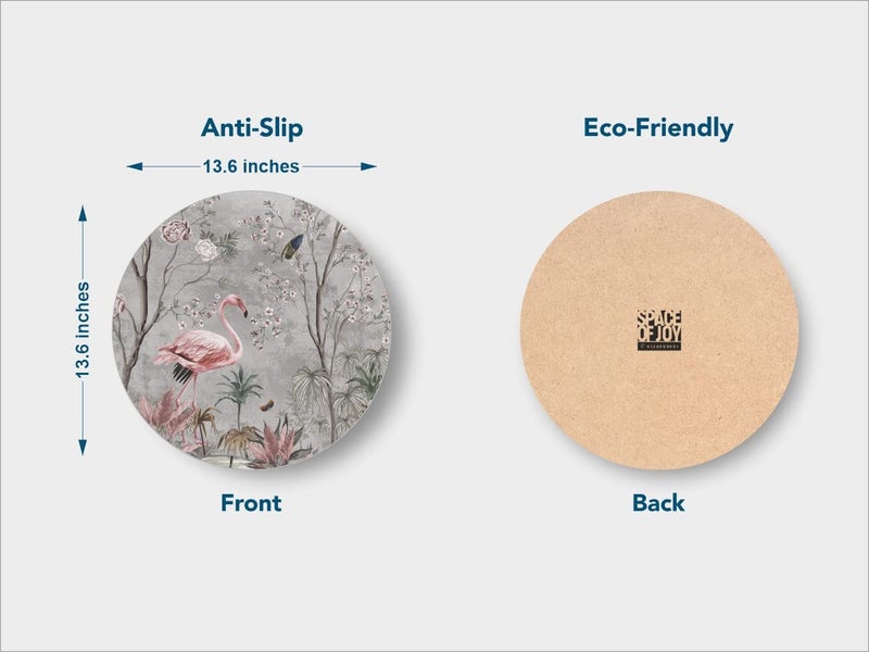 Space Of Joy Space of Joy Graceful Flamingo Design Premium Printed MDF Wooden Dining Table mats HeatWater Resistant Round Placemats for Dining Kitchen Indoor Outdoor Set of 6 Pieces - Image 5
