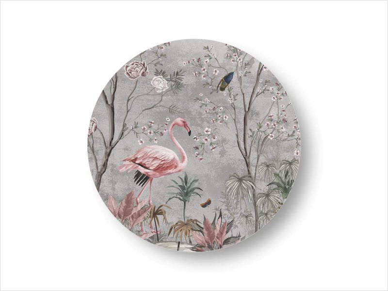 Space Of Joy Space of Joy Graceful Flamingo Design Premium Printed MDF Wooden Dining Table mats HeatWater Resistant Round Placemats for Dining Kitchen Indoor Outdoor Set of 6 Pieces - Image 4
