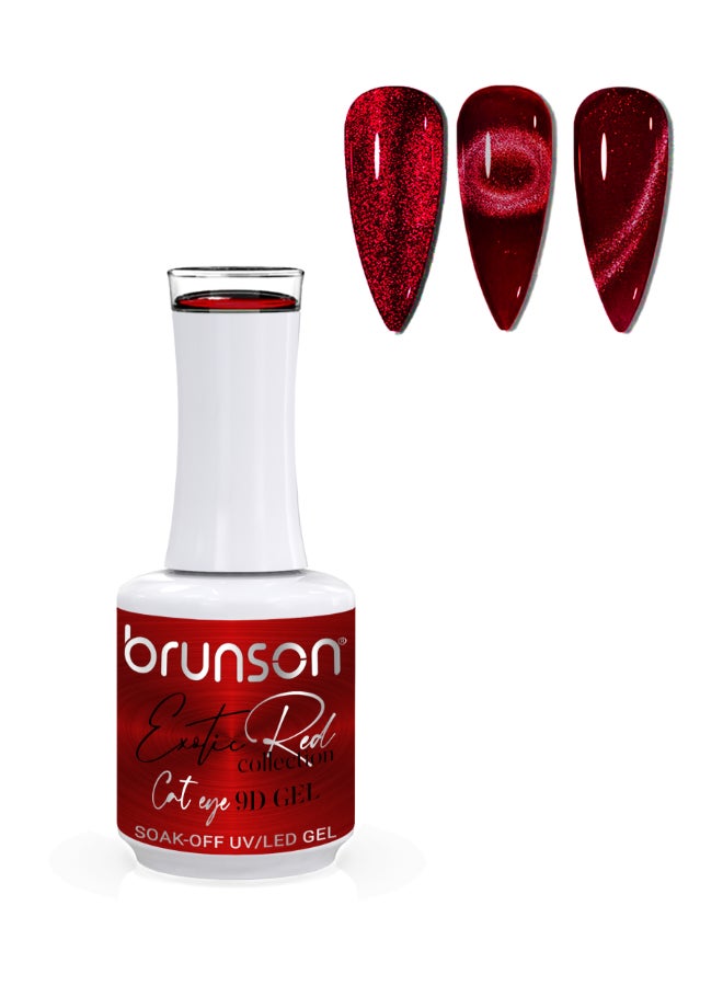 brunson Universal Cat Eye Gel Nail Polish, Exotic Red 9D Magnetic Nail Polish Glitter Shimmer with Magnetic Soak Off  UV/LED Gel Polish Nail Art paint  BER9D01 - Image 1