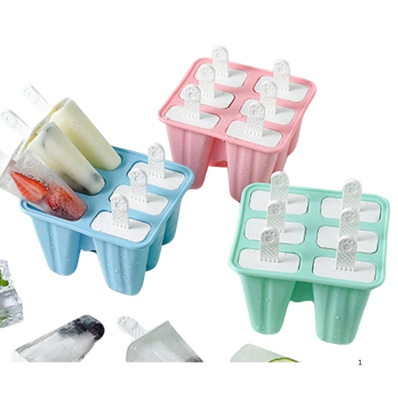 SPITEN Set of 6 Plastic Reusable Rocket Ice Pop Makers | Homemade Popsicle & Frozen Ice Cream Moulds Tray | Kulfi, Candy | Ice Lolly Mold for Children | Adults (Multi Color) (Frozen) (6 Cells) - Image 1