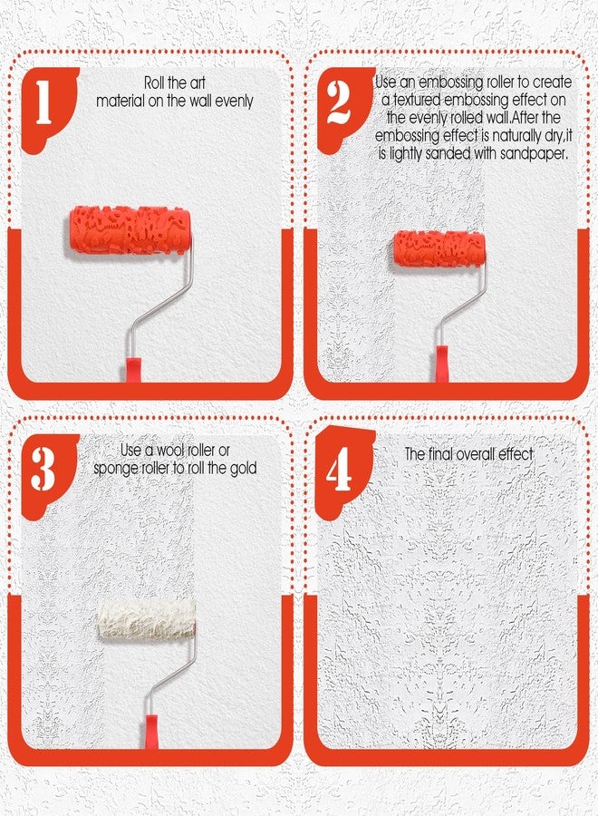 PercyEffie 2Pcs 7'' Wall Texture Roller Paint Rollers for Painting Walls Rubber Rollers Knockdown Texture Sponge Drywall Textured Paints Small Paint Roller Art Tool for Wall Decoration DIY Pattern - Image 5