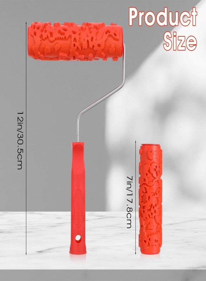 PercyEffie 2Pcs 7'' Wall Texture Roller Paint Rollers for Painting Walls Rubber Rollers Knockdown Texture Sponge Drywall Textured Paints Small Paint Roller Art Tool for Wall Decoration DIY Pattern - Image 3