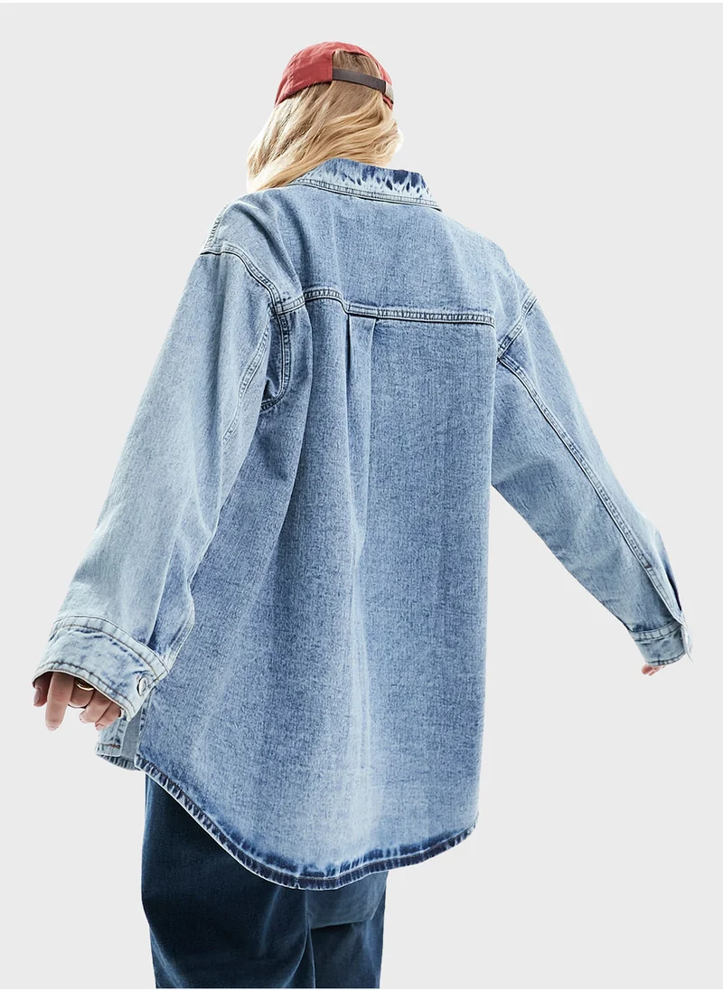 مس سيلفريدج Oversized Denim Shirt