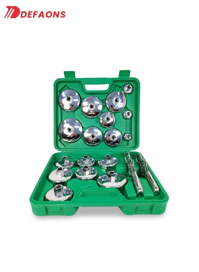 DEFAONS 19PCS 48781 Adjustable Oil Filter Wrench Set – Includes 2PCS Adjustable Serrated Wrenches, Cup-Type Wrenches, & Filter Sockets, Durable Stainless Steel, Fits Various Vehicle Oil Filters, Ergonomic Handles, Rust-Resistant, Ideal for Cars, Trucks, & Motorcycles - Image 1