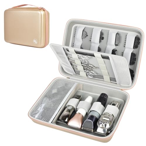 Boobowl Hard Travel Case for Hair Clippers, Hair Cutting Barber Supplies Organizer Bag, Trimmer Storage Holder for Ufree/for Wahl/for Andis Men Razor Guard Grooming Kits -Gold - Image 1