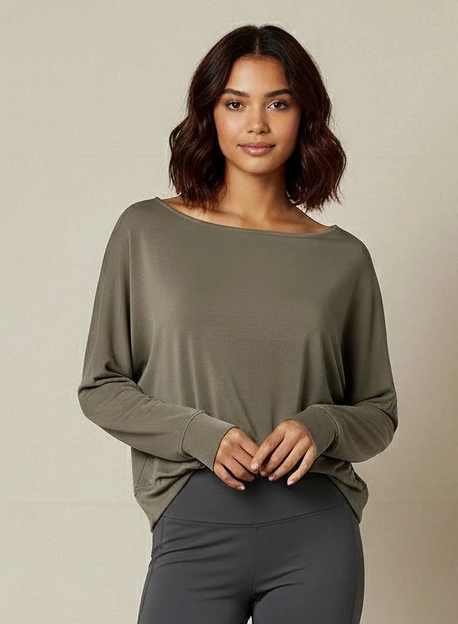 Splash Active Women Relaxed Fit Boat Neck Sweatshirt