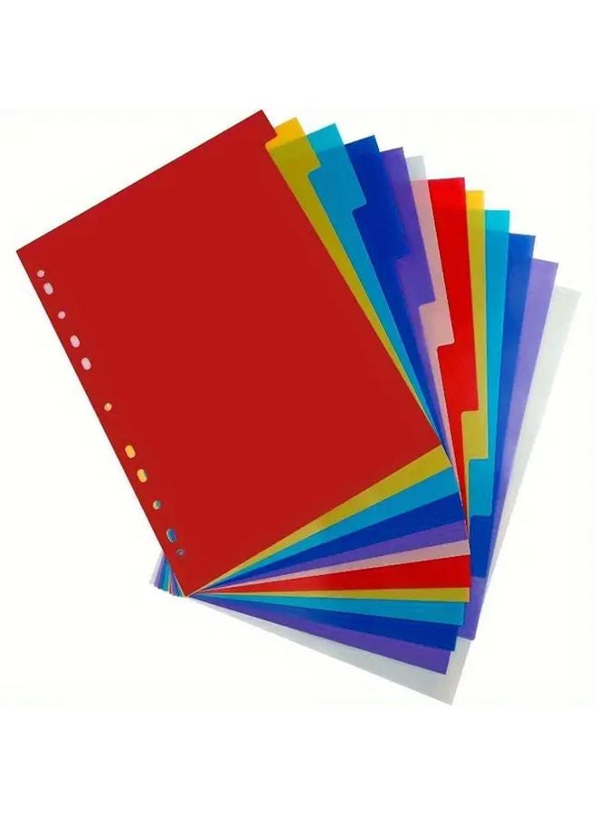 10Pcs A4 Plastic Color Index Dividers For 2 3 4 11 Ring Binder Office School Supplies - Image 2
