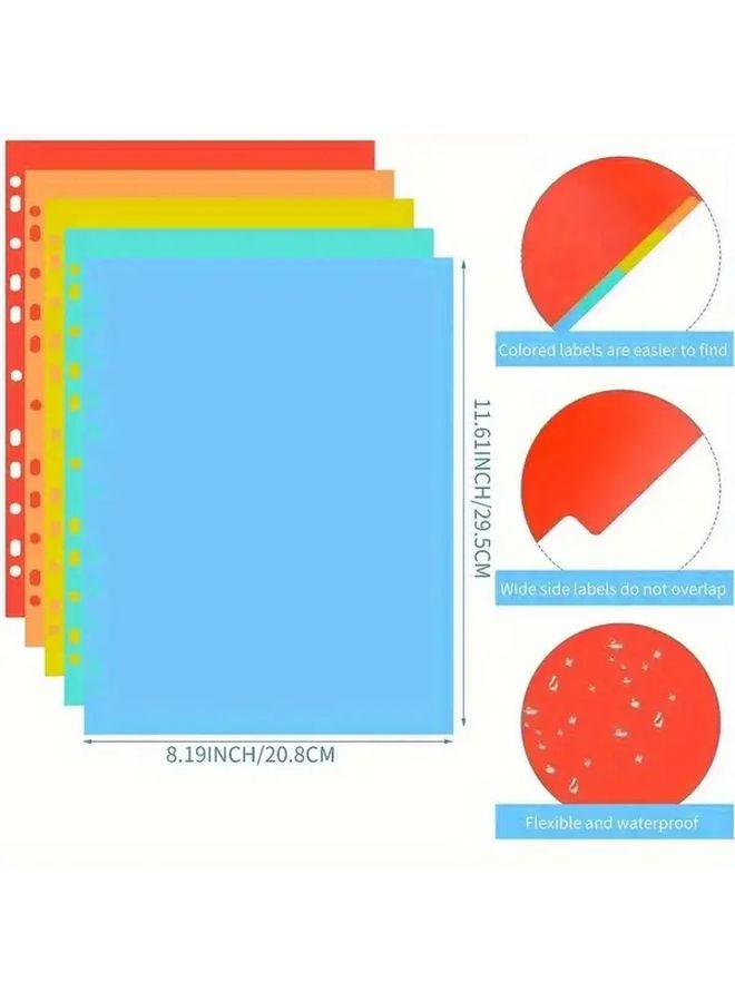 10Pcs A4 Plastic Color Index Dividers For 2 3 4 11 Ring Binder Office School Supplies - Image 5