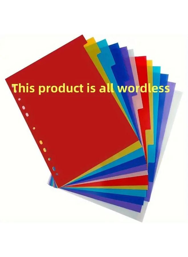 10Pcs A4 Plastic Color Index Dividers For 2 3 4 11 Ring Binder Office School Supplies - Image 1