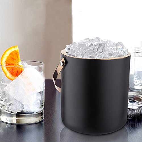 Steren Impex | Stainless Steel Black & Copper Bar Set - 3 Pcs, Double Wall - Ice Bucket[1500 ml ] with Tong & Peg Measure 30/60 ml| Perfect for Gifting - Image 5