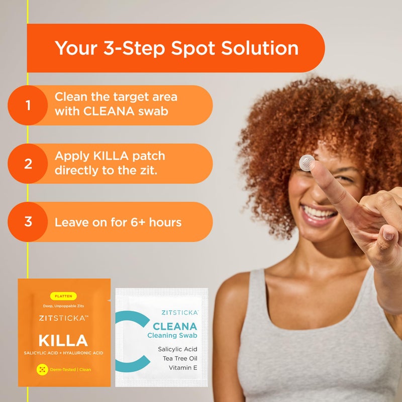 ZitSticka Killa Pimple Patches for Face - World's Most Potent Pimple Patch with Fast-Acting Microdarts - Starts Working within 6 Hours for Deep, Early-Stage Zits - Regular 8 Count with Cleana Swab - Image 5