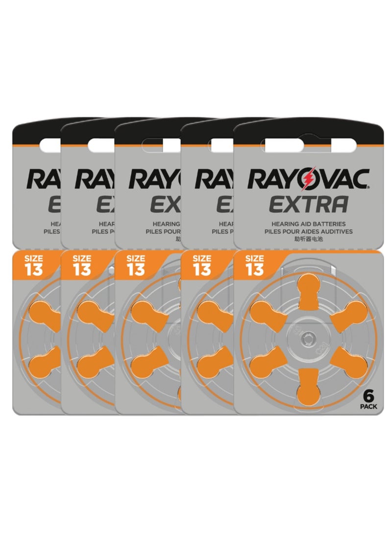 Rayovac 30-Pieces Rayovac Extra (Size 13) Hearing Aid Batteries Zinc-Air 0% Mercury