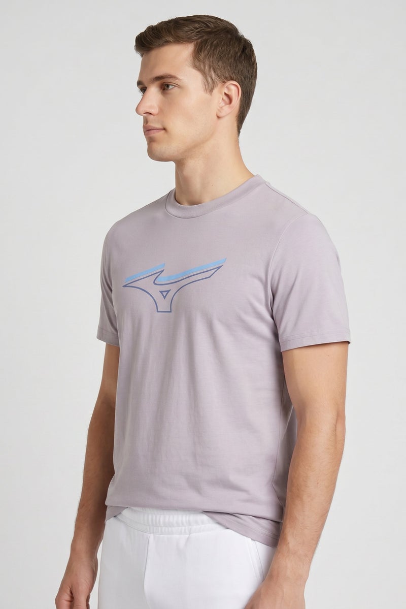 Mizuno Men Sportswear Fit Short Sleeve Outdoor T-Shirt, Grey - Image 3
