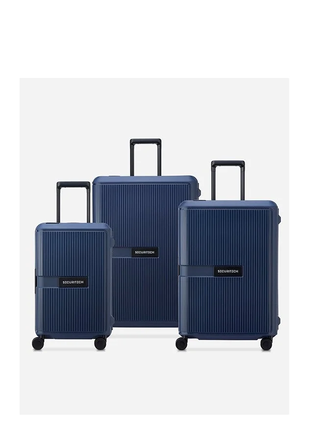 Delsey Paris Securitech Stone 3Piece Set 4 Double Wheel Trolley -Navy