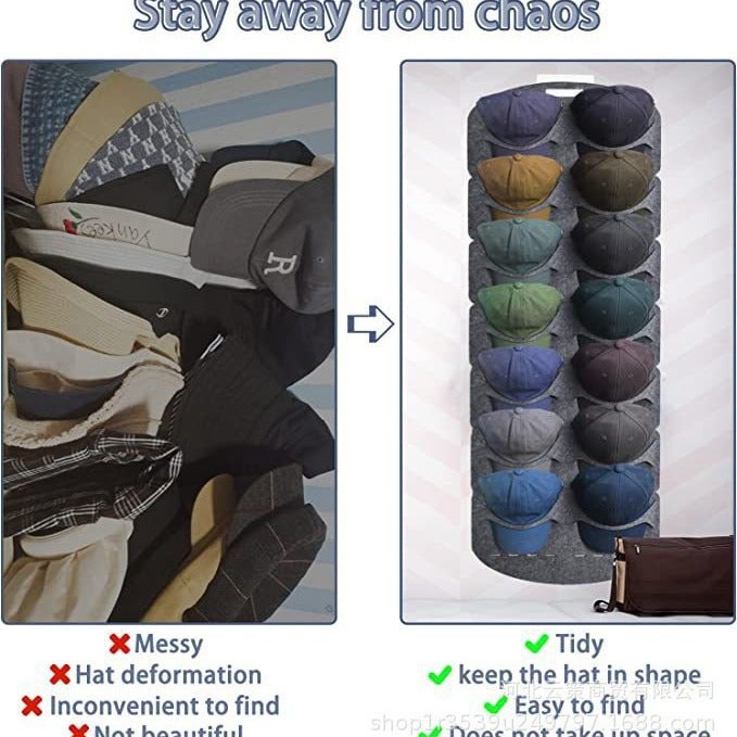 Straight Hair Solid Color New Felt Hat Storage Hanging Bag Cap Finishing Bag 7 14 Door Back Wall - Image 3