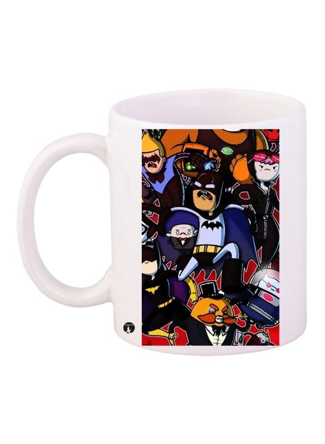 RYN Superhero Cartoon Printed Coffee Mug White/Blue/Brown 11ounce