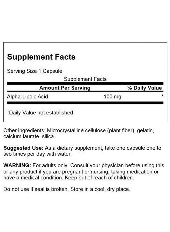 SWANSON Alpha Lipoic Acid Natural Supplement Supporting Healthy Blood Pressure Levels Already Within A Normal Range Promotes Carbohydrate Metabolism (120 Capsules 100Mg Each) 2 Pack - Image 3