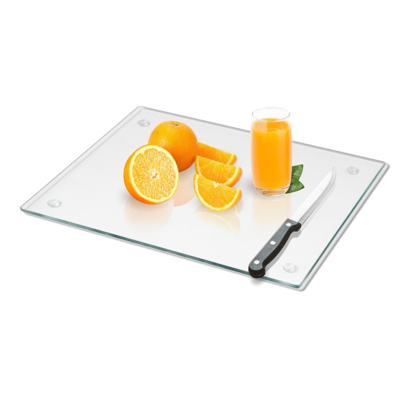 Mymonfif Tempered Glass Cutting Board for Kitchen, Clear Glass Board for Countertop, with Non-Slip Feet, Heat Resistant, Extra Large Size 16x20" 1Pcs - Image 1