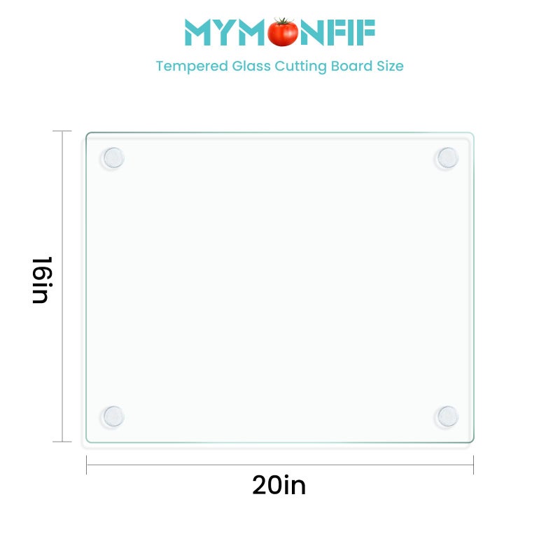 Mymonfif Tempered Glass Cutting Board for Kitchen, Clear Glass Board for Countertop, with Non-Slip Feet, Heat Resistant, Extra Large Size 16x20" 1Pcs - Image 2