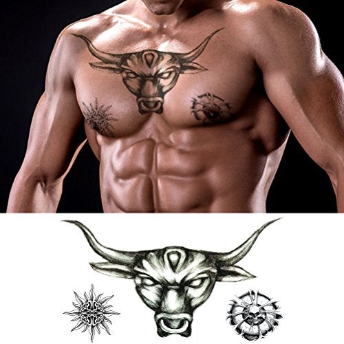 VIWIEU Large Tattoos Fake Temporary Body Art Stickers for Men Women Teens, VIWIEU 3D Realistic Girls Chest Temporary Tattoos, 5 Sheets, Water Transfer Body Tattoos - Image 3