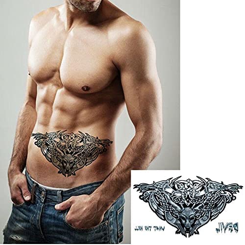 VIWIEU Large Tattoos Fake Temporary Body Art Stickers for Men Women Teens, VIWIEU 3D Realistic Girls Chest Temporary Tattoos, 5 Sheets, Water Transfer Body Tattoos - Image 5
