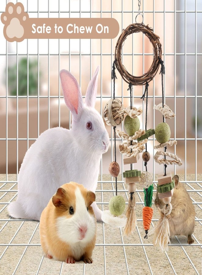 Bissap Bunny Chew Toy, Rabbits Cage Hanging Chew Toys and Treats Grapevine Wreaths Rattan Ring with Snacks for Guinea Pigs Chinchillas Hamsters Rats and Other Small Pets Teeth Grinding - Image 3