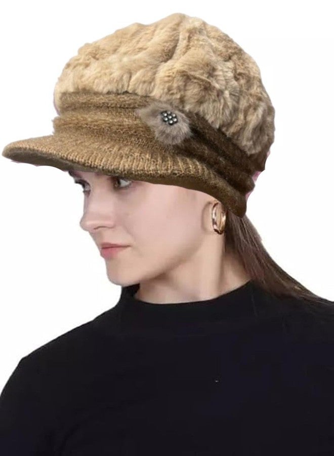 Zonkar Woolen Winter Beanie Cap Woman Visor Cap Girl Warm Snow Proof Premium Soft, Beanie Cap (Yellow) - Image 2