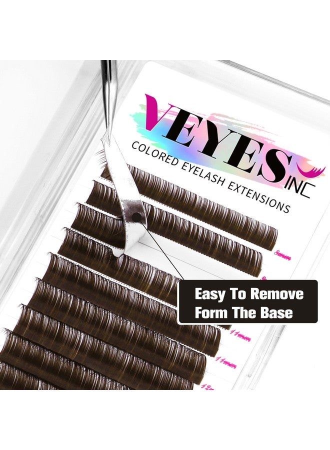 ڤييس انك وصلات رموش VEYES INC الملونة 03 05 07 15 C/D Curl 8-16mm بطول مختلط، رموش حريرية فردية فاخرة، لوازم احترافية لفناني الرموش (بني لاتيه غامق 0.05 D 8-16mm) - Image 3